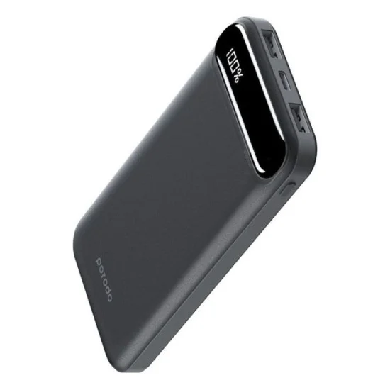 Porodo 20000mAh Power Bank with Digital Display - Black